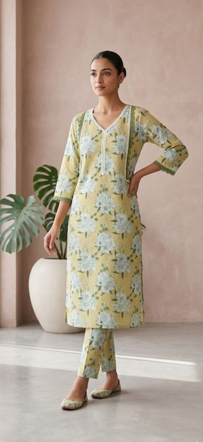 Pastel Bloom Printed Kurta Set