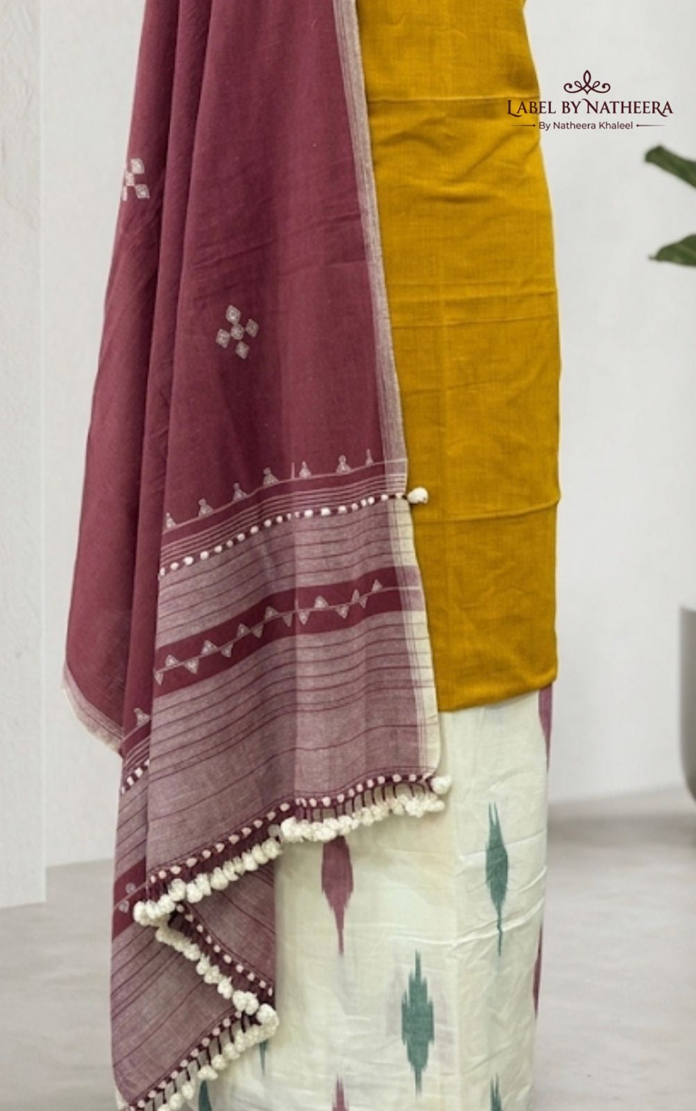Handloom Cotton Kurta Set with Khadi Bottom & Woven Khadi Dupatta