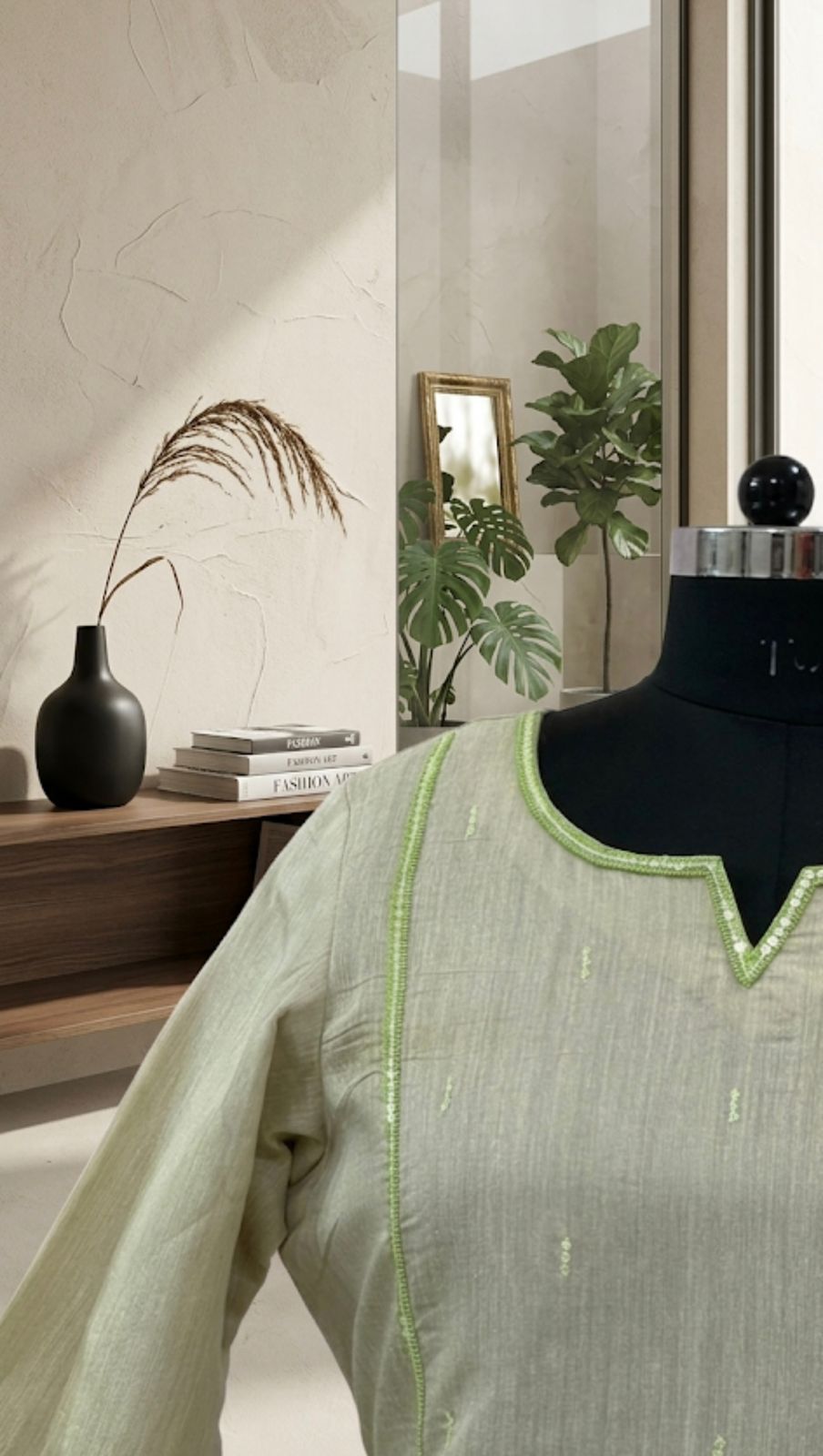 Sage Green Minimal Straight Kurta Set