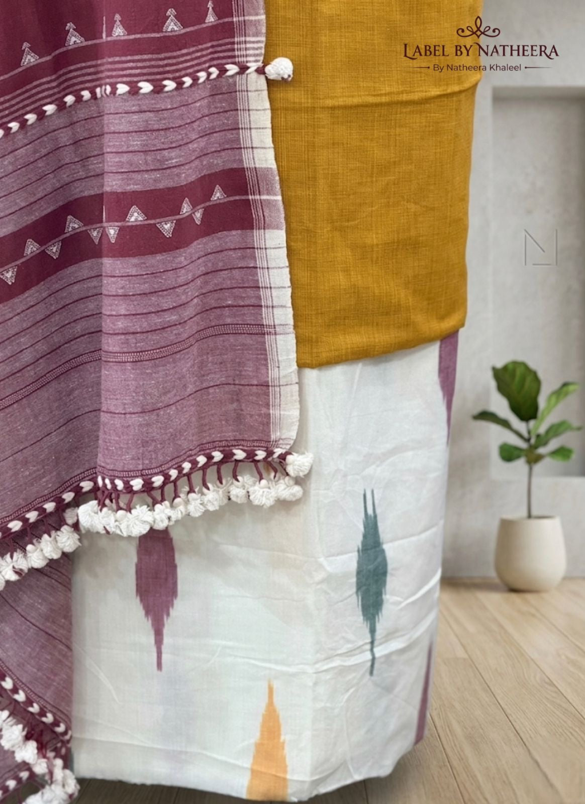 Handloom Cotton Kurta Set with Khadi Bottom & Woven Khadi Dupatta