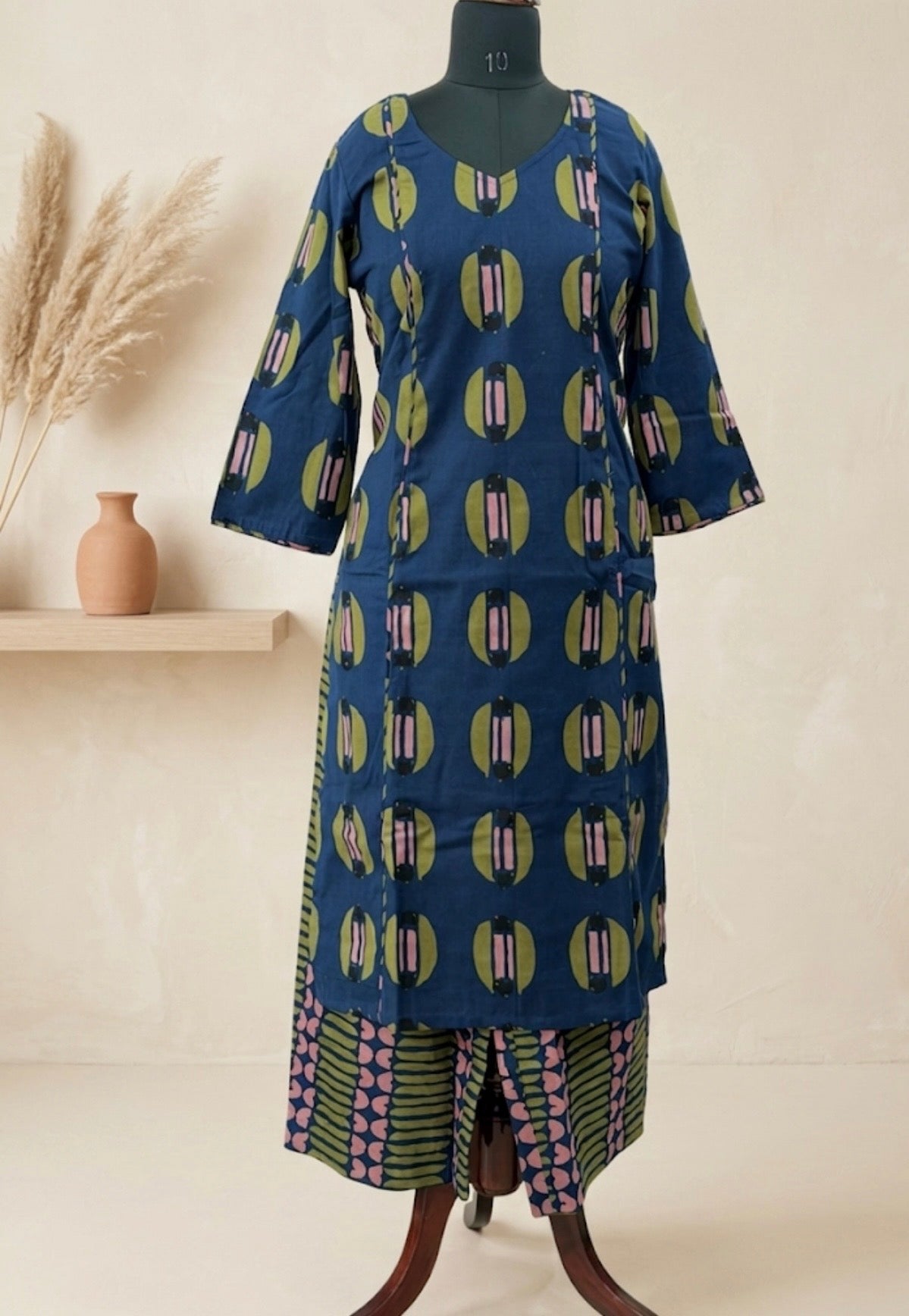 Indigo Blue Abstract Printed Kurta & Palazzo Co-ord Set