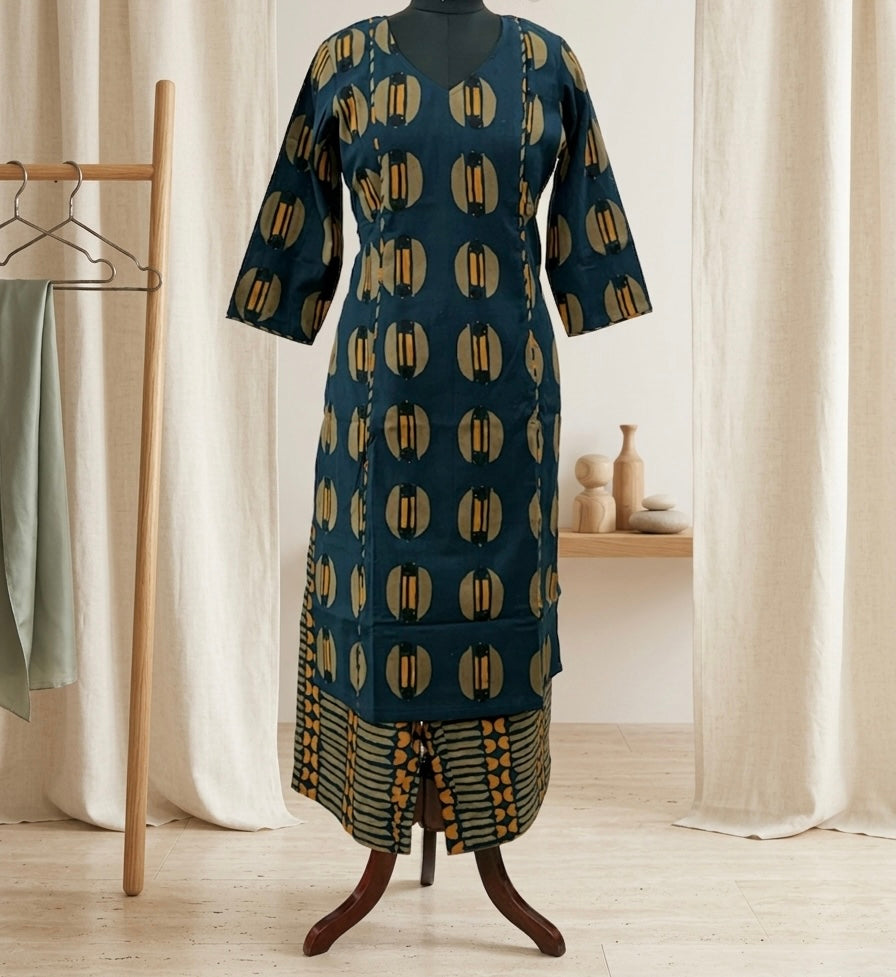 Indigo Printed Kurta & Palazzo Co-Ord Set