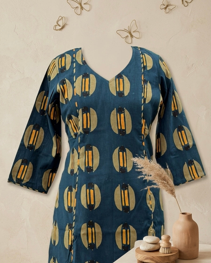 Indigo Printed Kurta & Palazzo Co-Ord Set