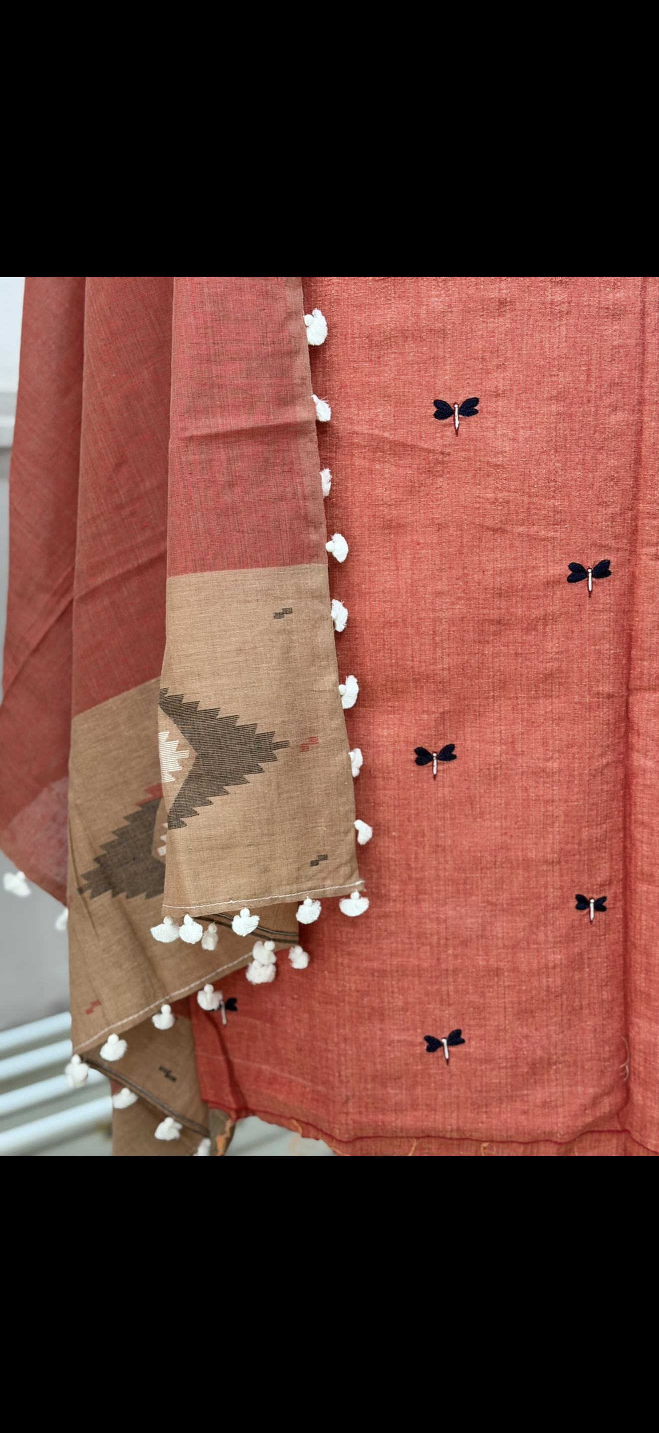 Coral Embroidered Kurta Set with Dupatta