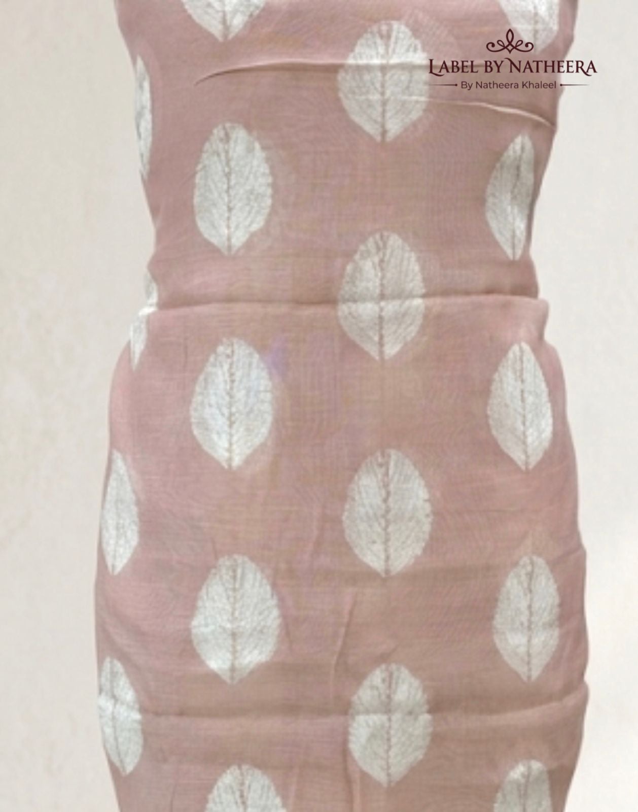 Blush Pink Leaf Print Kurta Set with Floral Bottom