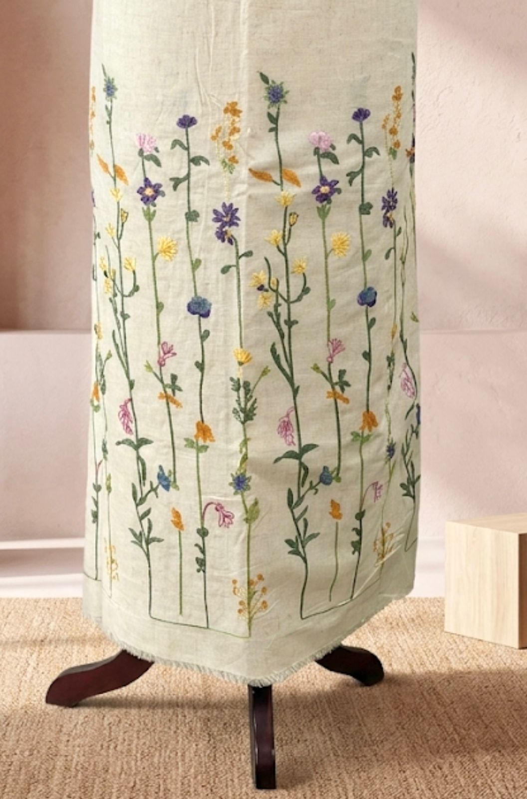 Ivory Floral Embroidered Straight Dress